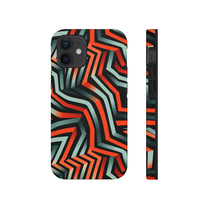 Abstract Wave Pattern Black, Blue, and Orange Psychedelic Tough iPhone Case | Embrace Vibrant Style and Reliable Protection