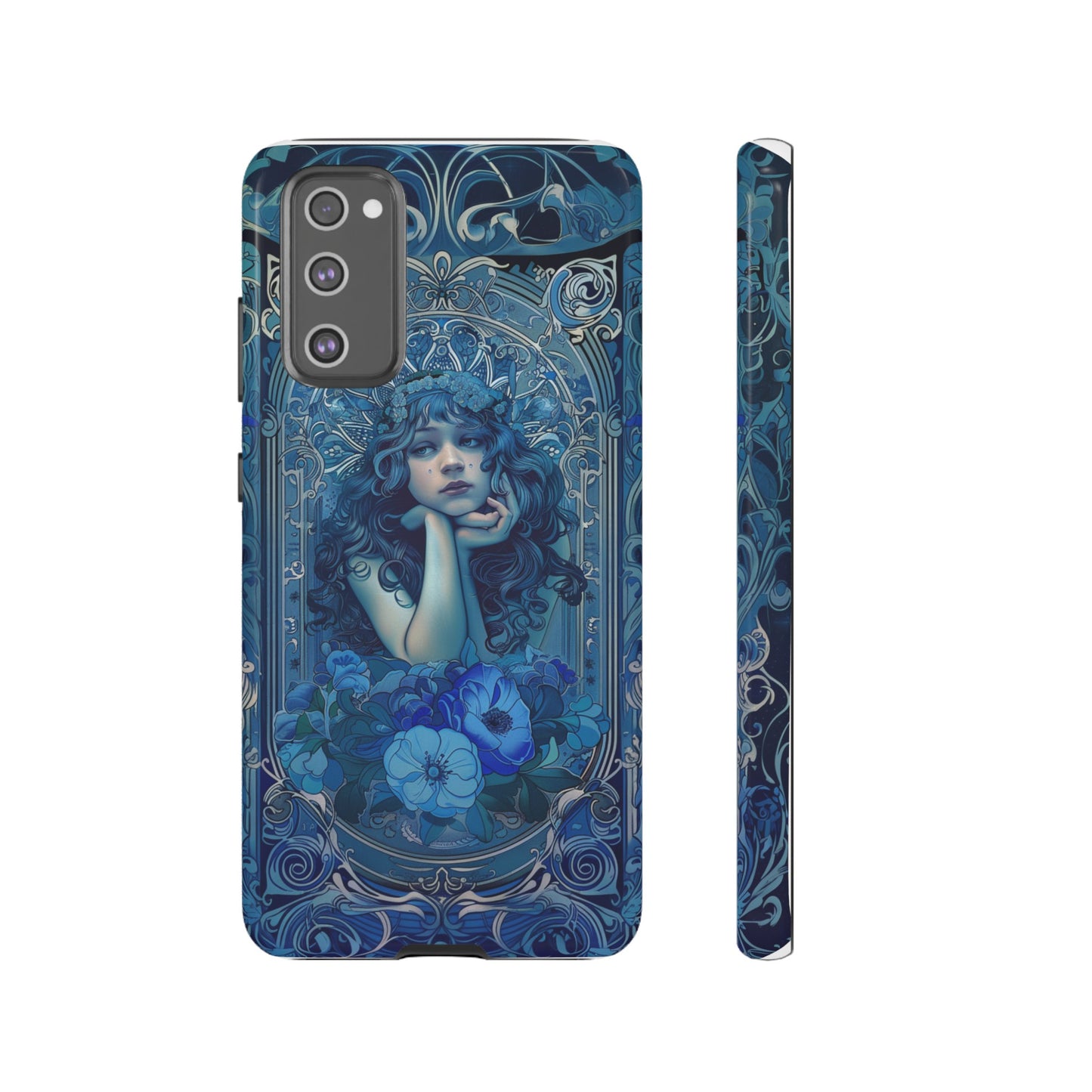 Blue Floral Art Nouveau Style Phone Case