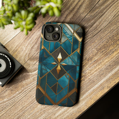 Gold and Blue Marble Mosaic Phone Case