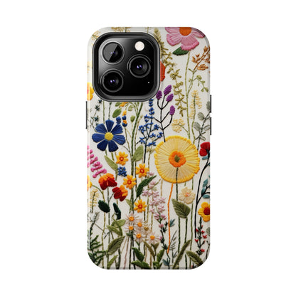 Wildflowers Floral Embroidery iPhone Case