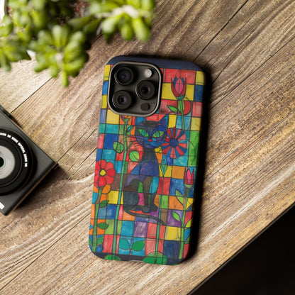 Cat in the Stained Glass Garden Phone Case