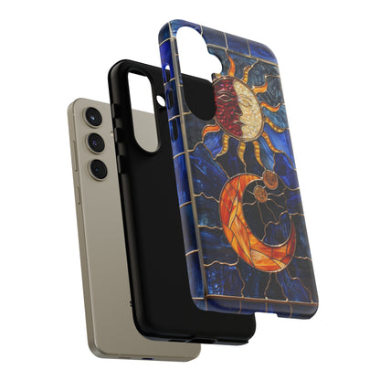 Celestial Stained Glass Moon and Stars iPhone 15 Case