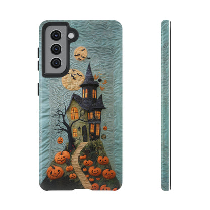 Halloween Haunted House Vintage Embroidery Style Phone Cover