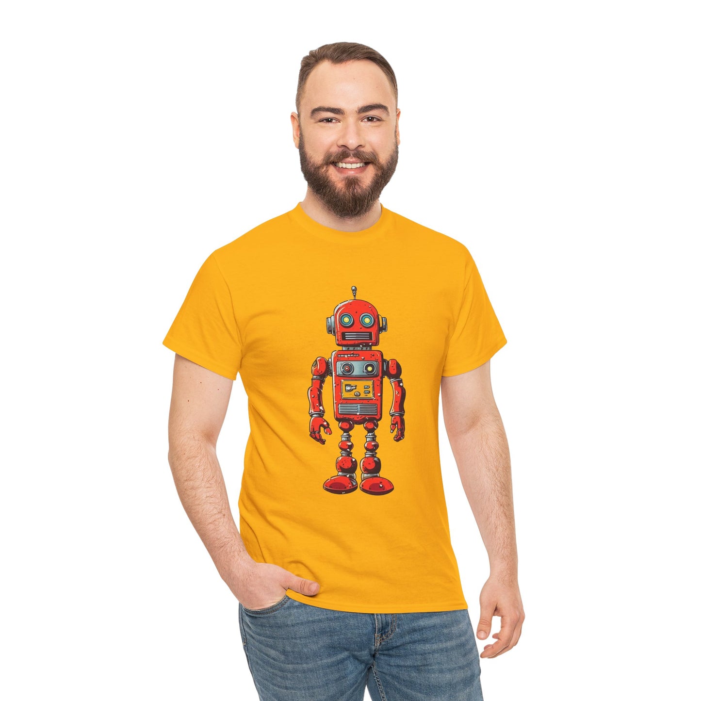 Vintage Red Robot T-Shirt Retro Sci-Fi Graphic Tee For Nerd Culture