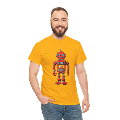 Vintage Red Robot T-Shirt Retro Sci-Fi Graphic Tee For Nerd Culture