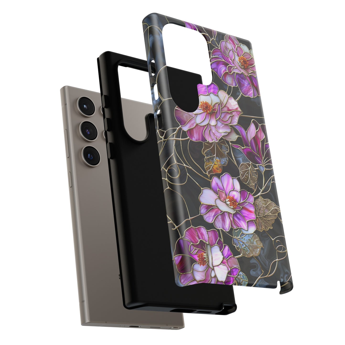 Magenta Color Floral Stained Glass Phone Case