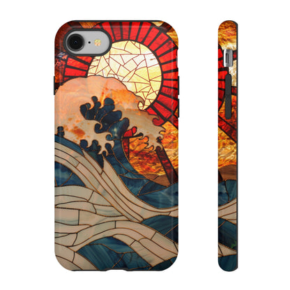 Japanese Rising Sun Phone Case Stained Glass Ocean Wave