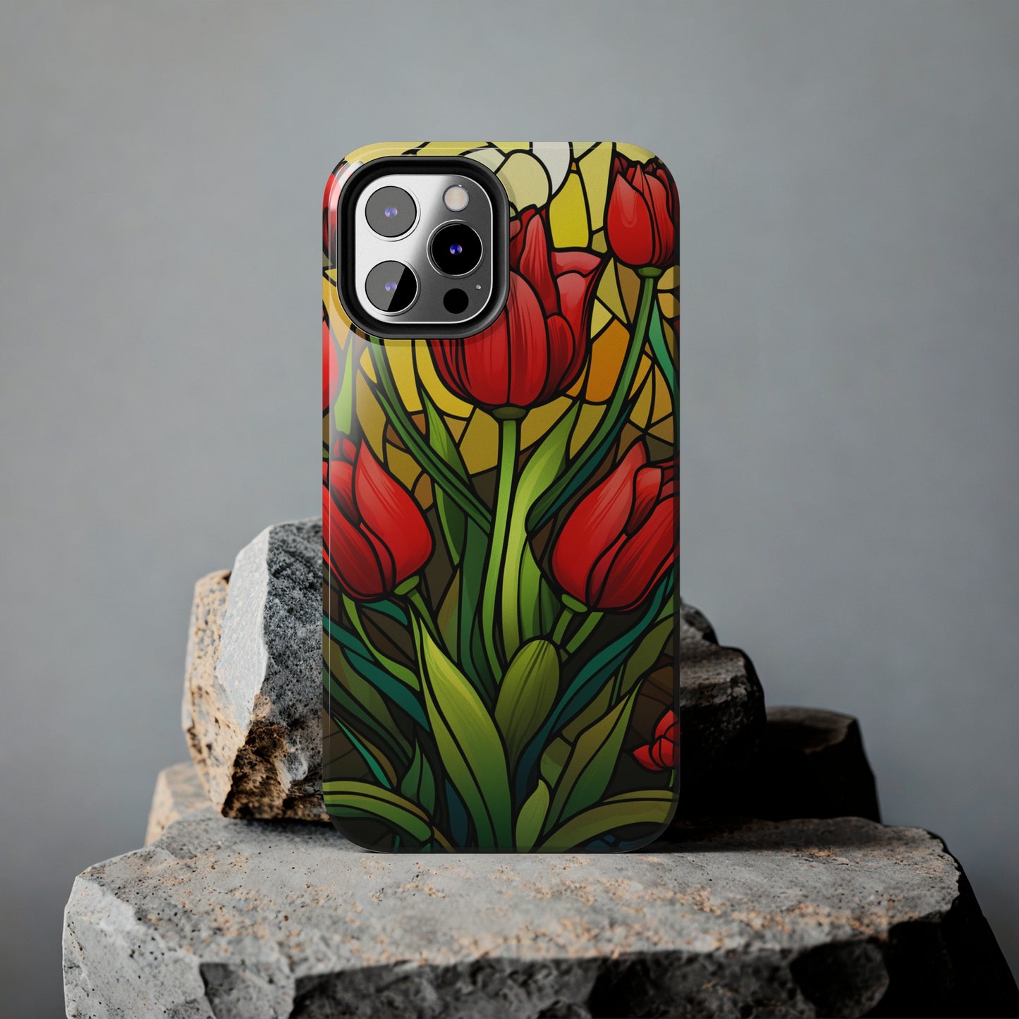 Stained Glass Tulip Floral Aesthetic iPhone Case | Embrace the Beauty of Nature in Full Bloom