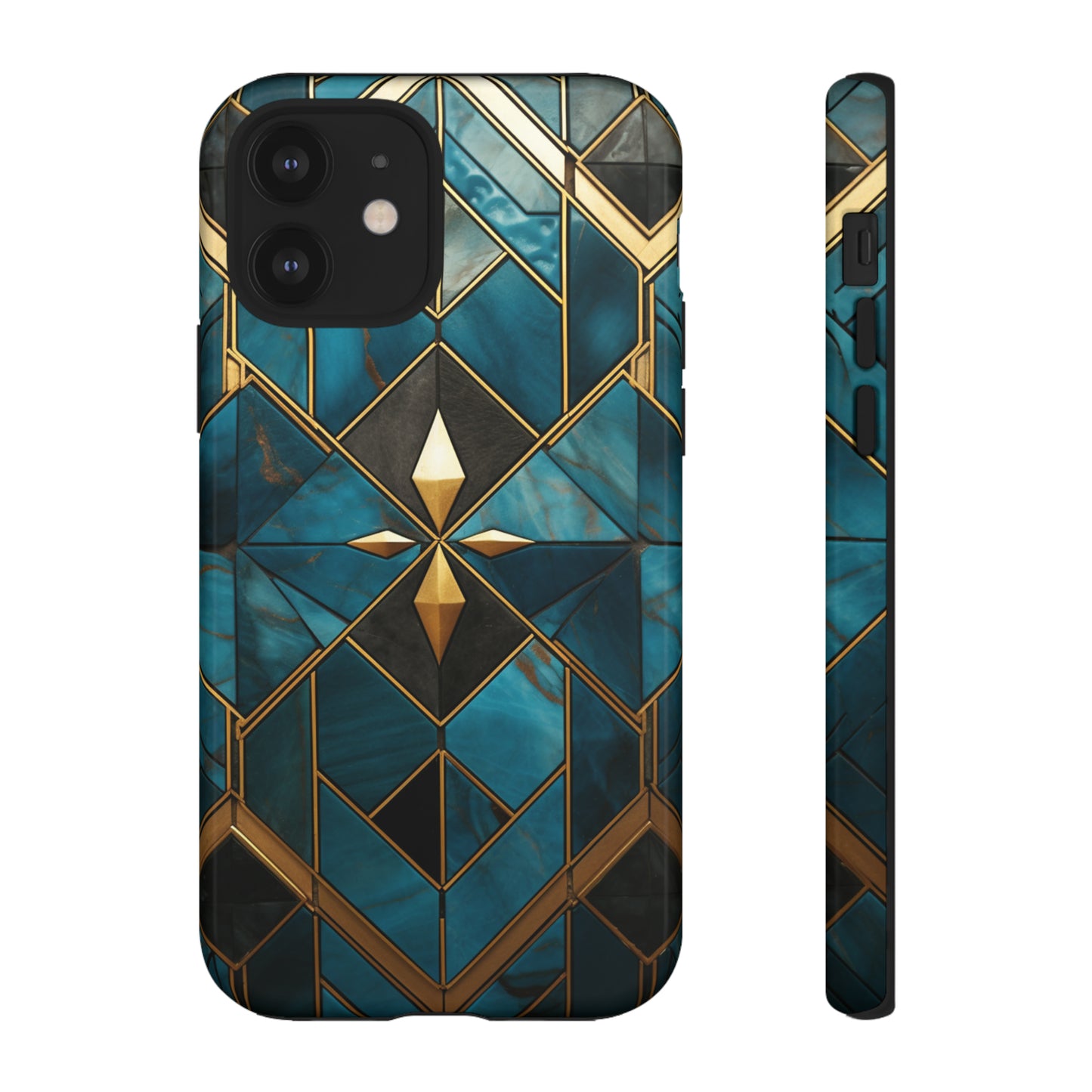 Gold and Blue Marble Mosaic Phone Case