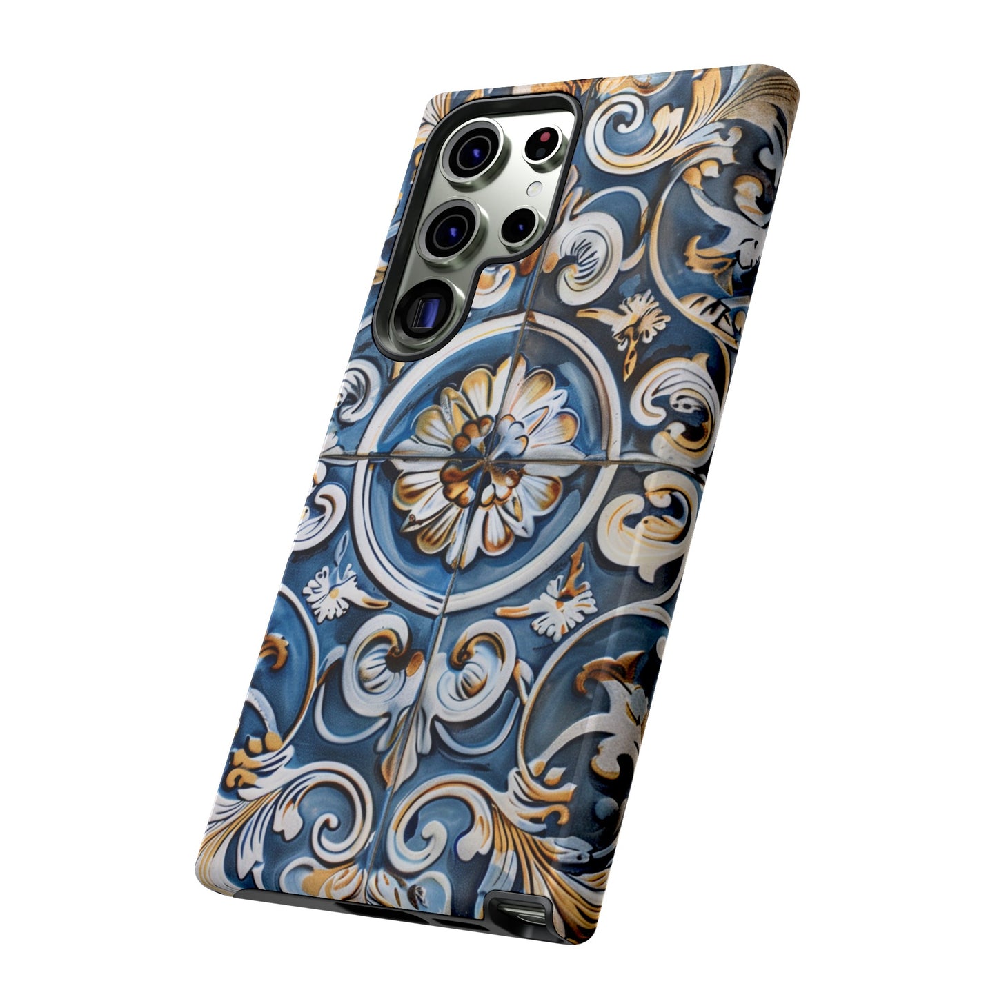 Azulejo Porcelain Blue & Creamy White Tile Mediterranean Design Phone Case