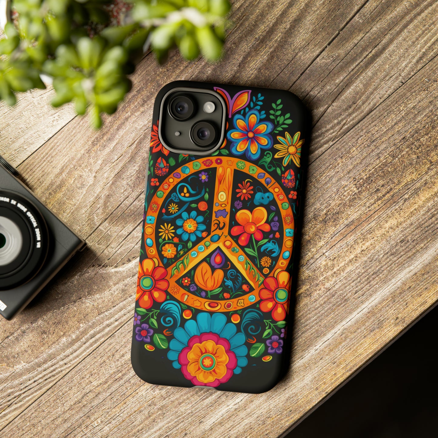 Peace Sign Embroidery Floral Hippie Style Phone Case