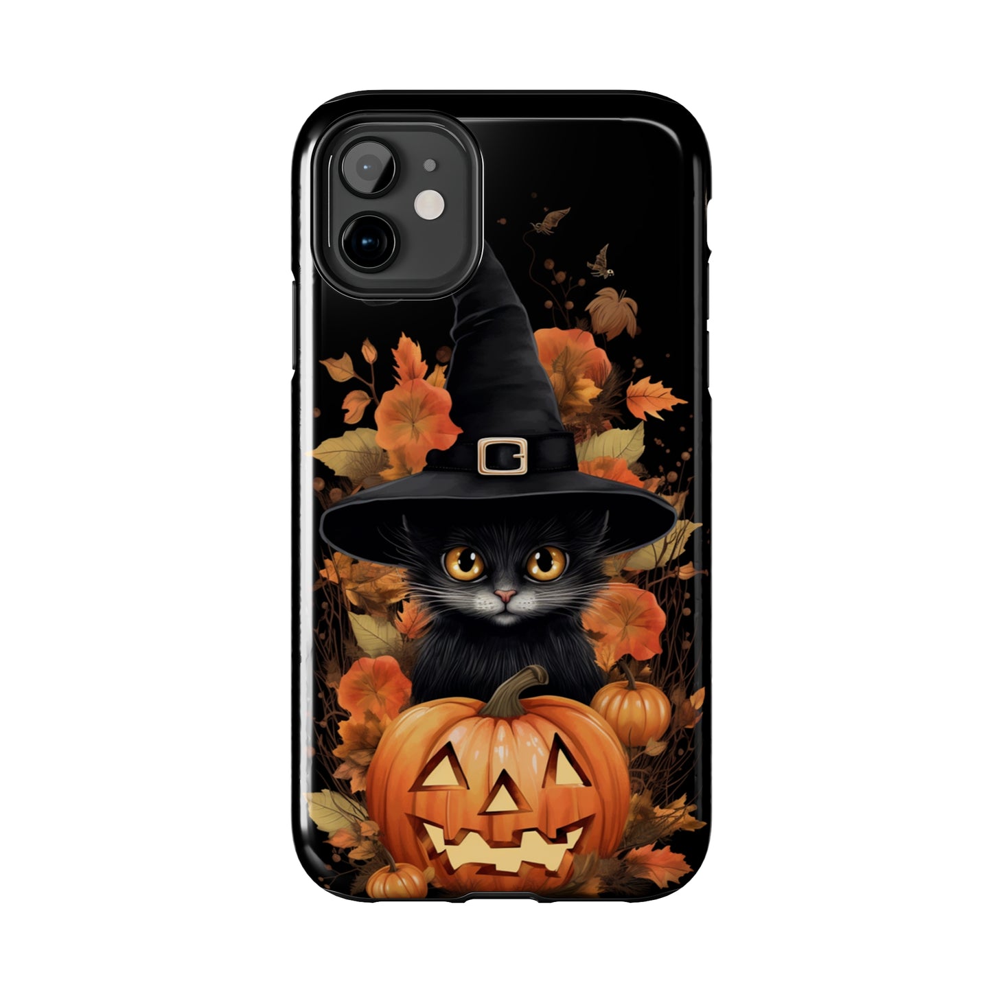 Trick or Treat Delight: Adorable Witch Cat Halloween Celebration | Whimsical iPhone Case