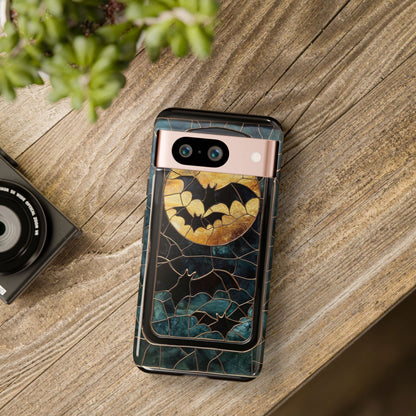 Halloween Phone Case Bats Stained Glass Style Spooky Moon Phone Cover