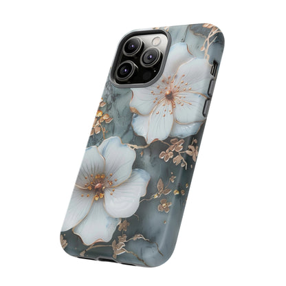 White Flower on Marble Stone  Phone Case