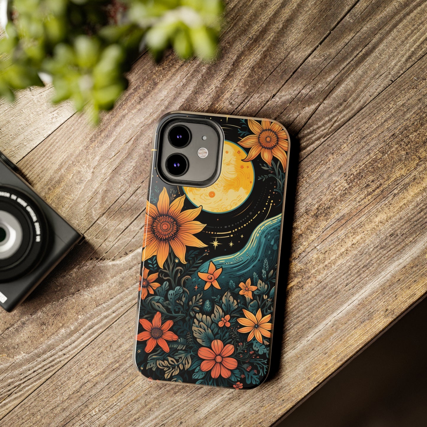 Boho Meets Cottagecore: Floral Sun, Moon & Stars iPhone Case – A Celestial Delight