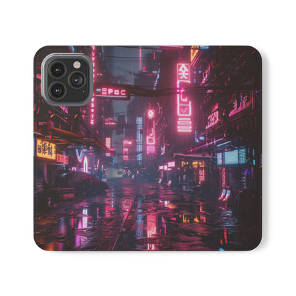 Cyberpunk City at Night Wallet Case