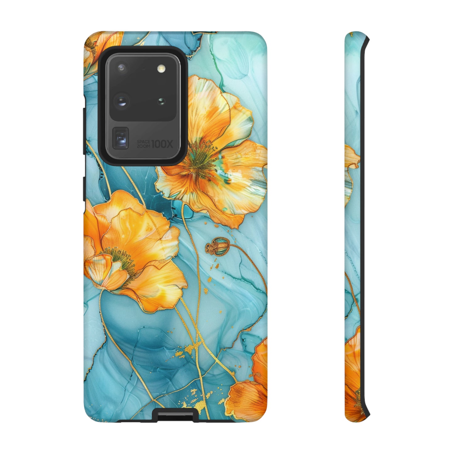 Gold Poppies Color Splash Floral Design Phone Case