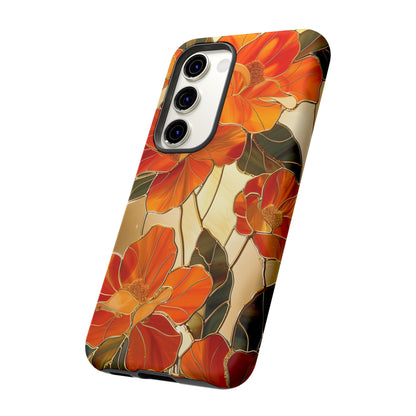 Orange Floral Phone Case Stained Glass Flower Aesthetic