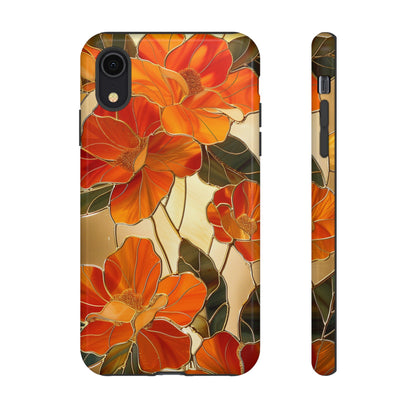 Orange Floral Phone Case Stained Glass Flower Aesthetic