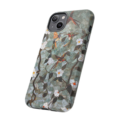 Stained Glass Hummingbirds and Flowers iPhone Case