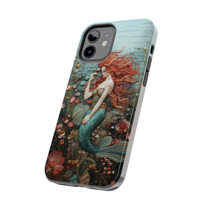 Siren's Song: Mermaid Elegance Apple Phone Case | Embroidery-Inspired iPhone Case