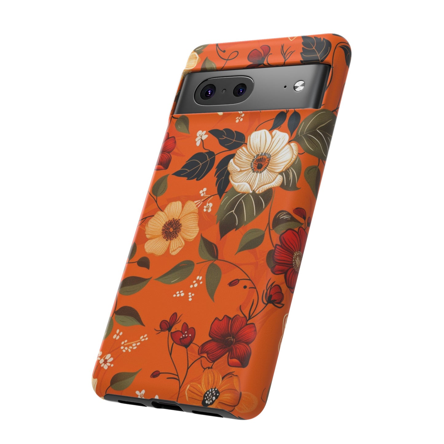 Orange Floral Phone Tough Case