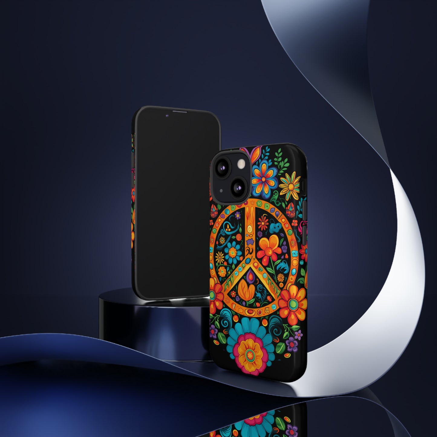 Peace Sign Embroidery Floral Hippie Style Phone Case