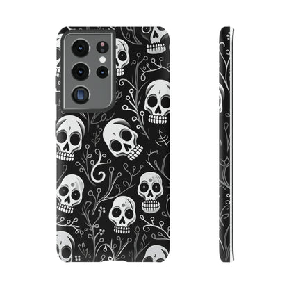 Join the Goth Side: Black Skull Floral Print | Mystical Elegance Case for iPhone, Samsung Galaxy, and Google Pixel