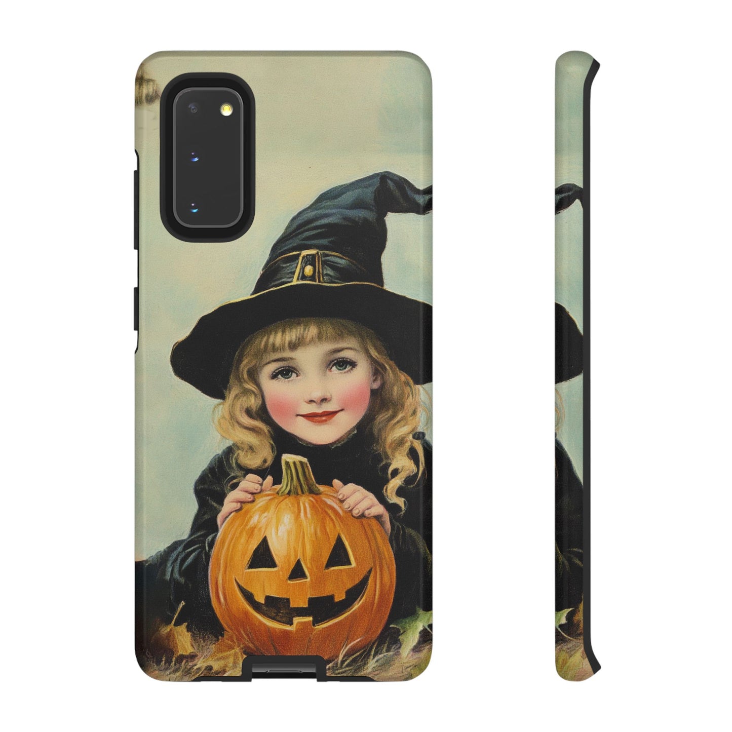 Vintage Halloween Card Witch and Jack-o'-lantern Phone Cover