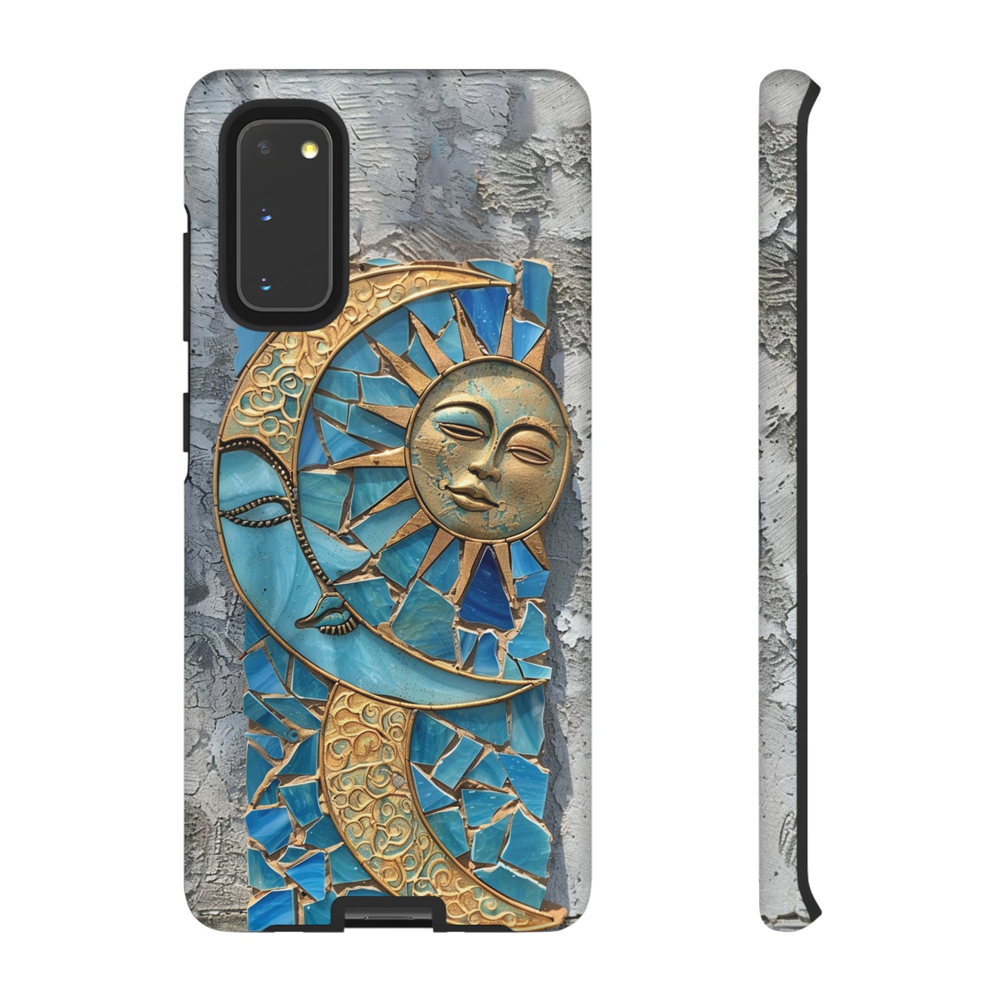 Boho Sun and Moon Mosaic Tile Stained Glass Phone Case