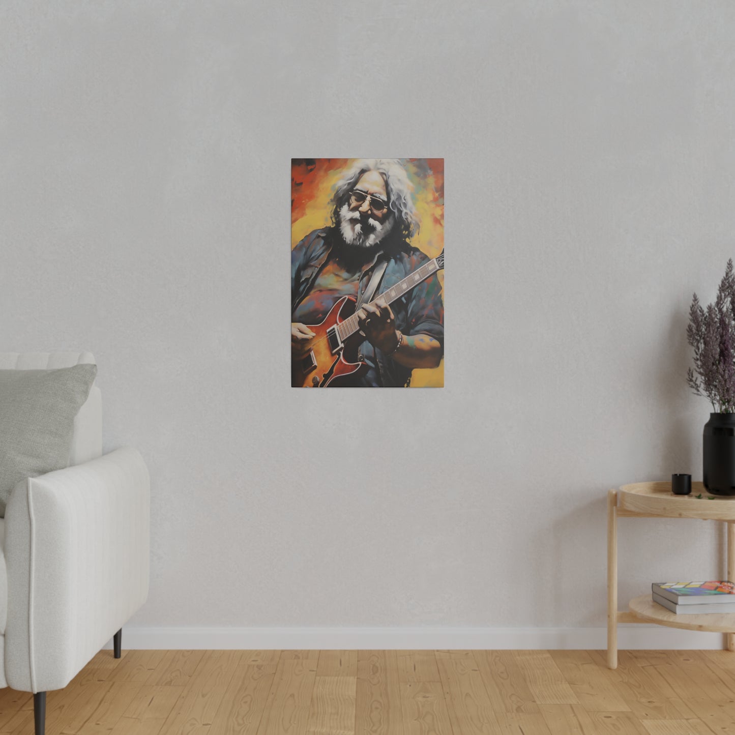 Jerry Garcia Playing Guitar  | Stretched Canvas Print