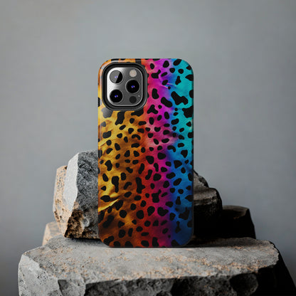 Kaleidoscopic Wild: Psychedelic Rainbow Leopard Print | Dazzling iPhone Case