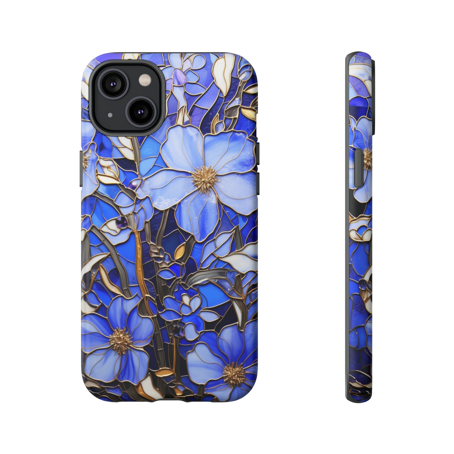 Periwinkle Stained Glass with Gold Inlay Phone Case for iPhone 15, 14, Pro Max, 13, 12 & Samsung Galaxy S23, S22, S21, Google Pixel