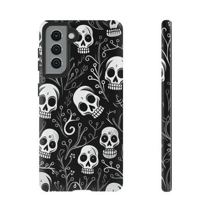 Join the Goth Side: Black Skull Floral Print | Mystical Elegance Case for iPhone, Samsung Galaxy, and Google Pixel