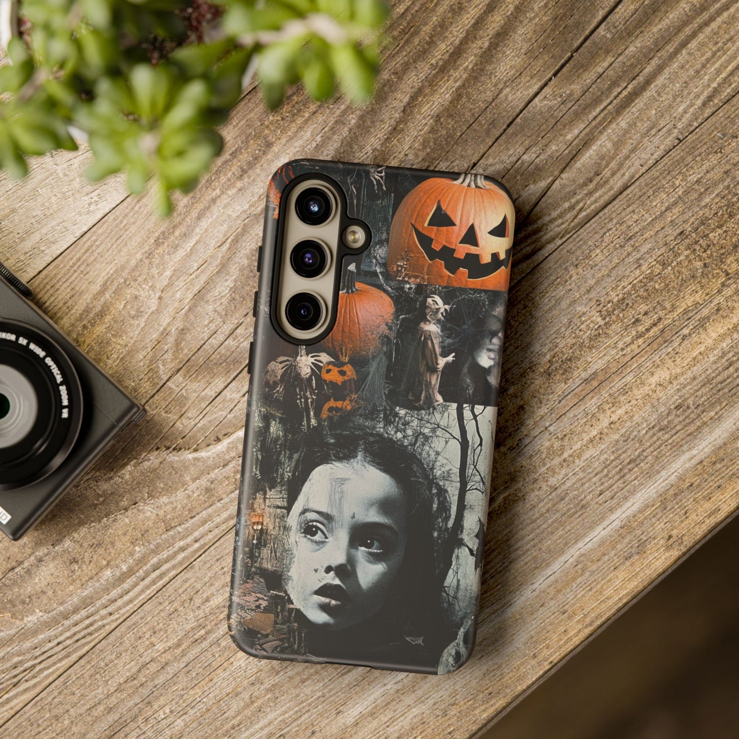 Vintage Halloween Collage Wednesday Goth Style Jackolantern Spooky Phone Cover