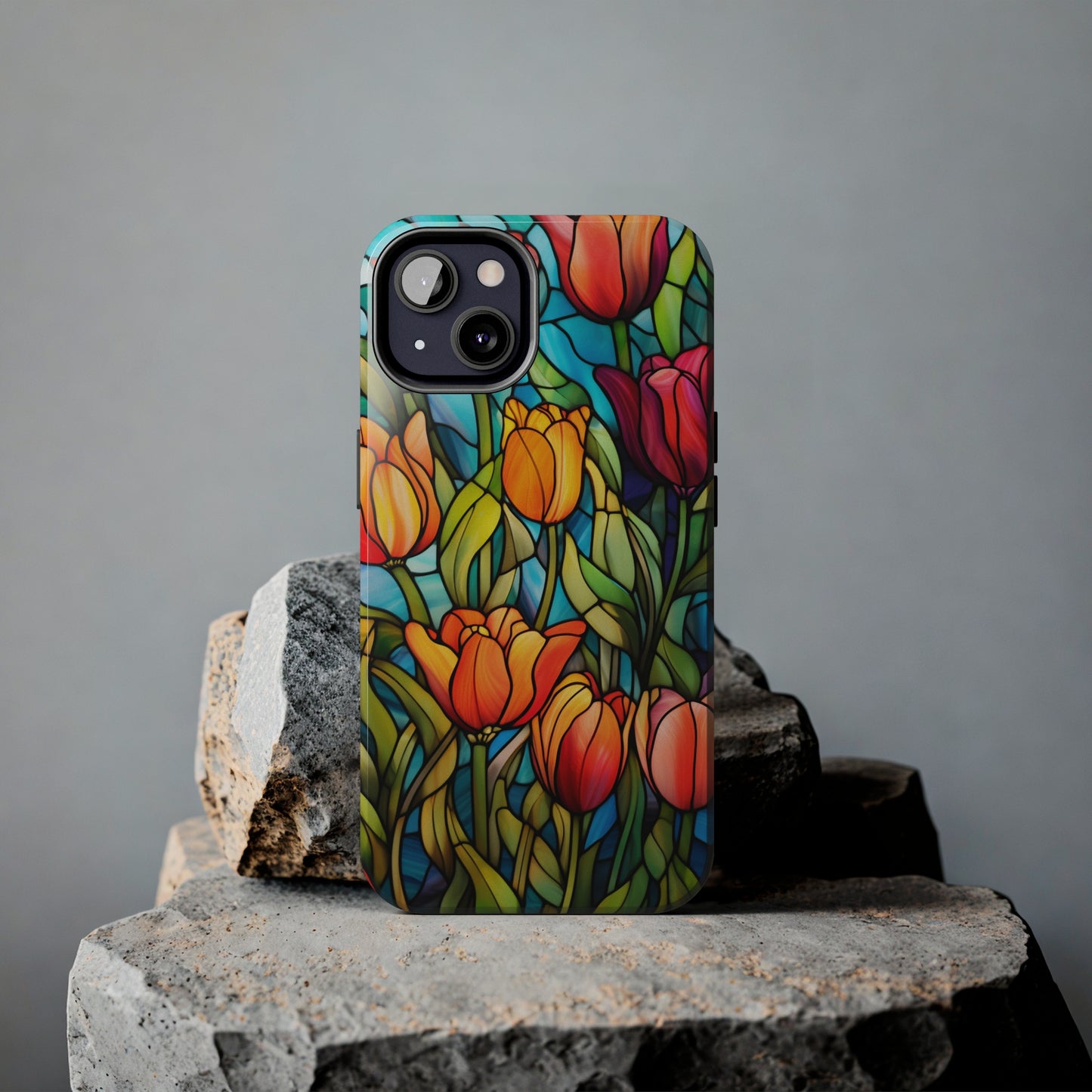 Stained Glass Tulip Floral Aesthetic iPhone Case | Embrace the Beauty of Nature in Full Bloom