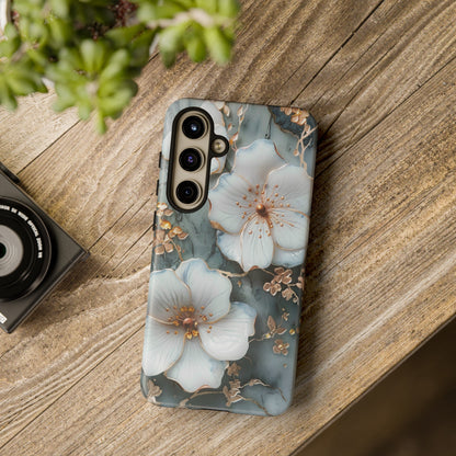 White Flower on Marble Stone  Phone Case