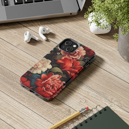 Vintage Floral Aesthetic Phone Tough Case Antique Print for iPhone 14 11 Pro 12 13 XR XS X 7+ 8 Boho Nature Flowers Cottage Core