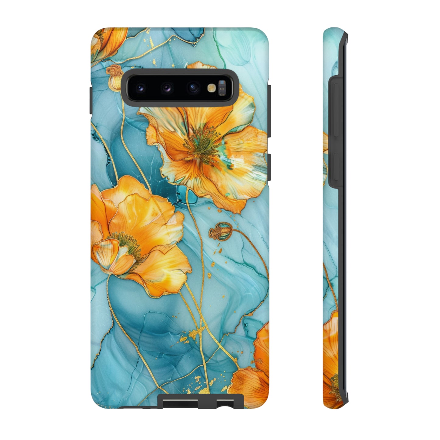 Gold Poppies Color Splash Floral Design Phone Case