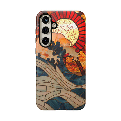 Japanese Rising Sun Phone Case Stained Glass Ocean Wave