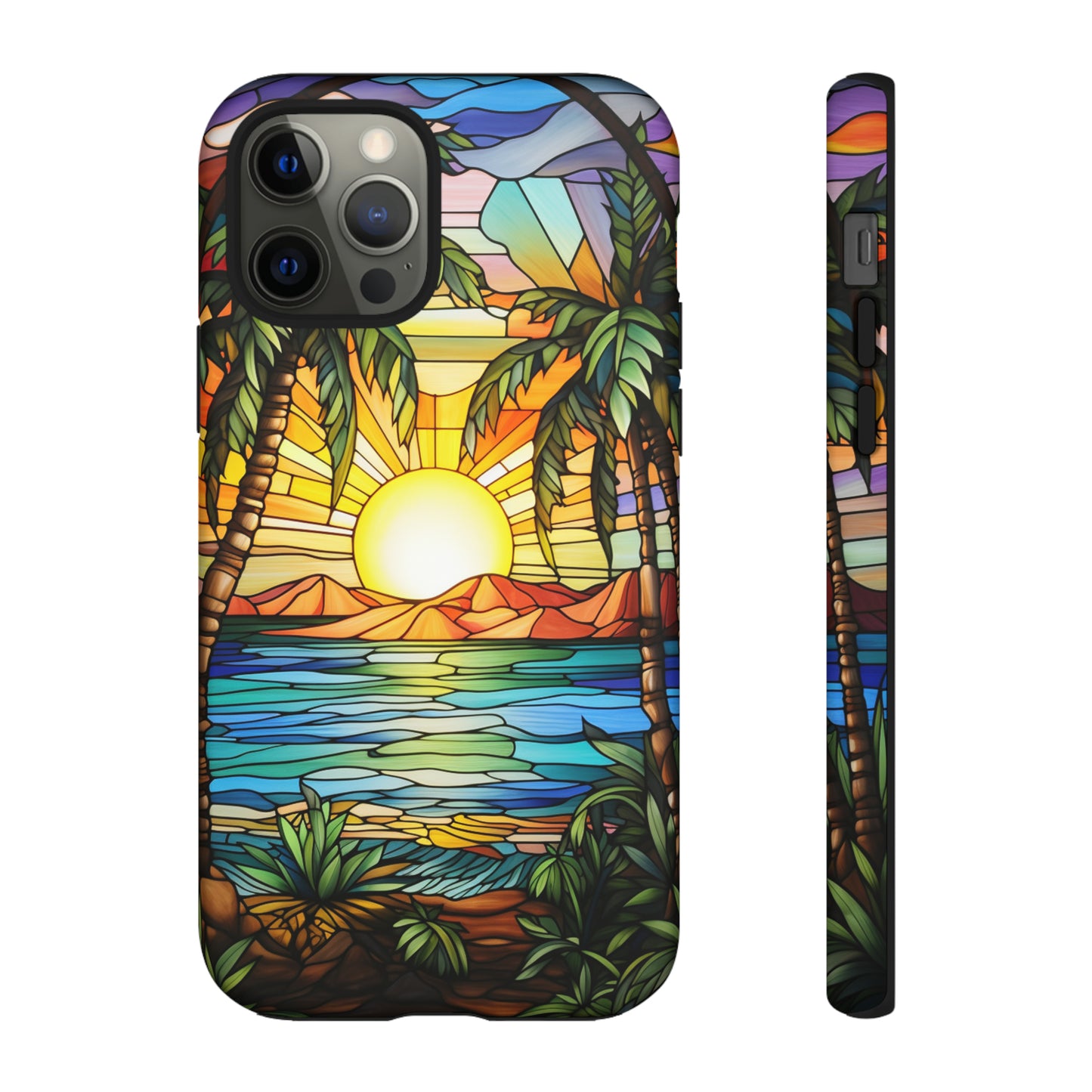 Tropical Stained Glass Sunset Beach