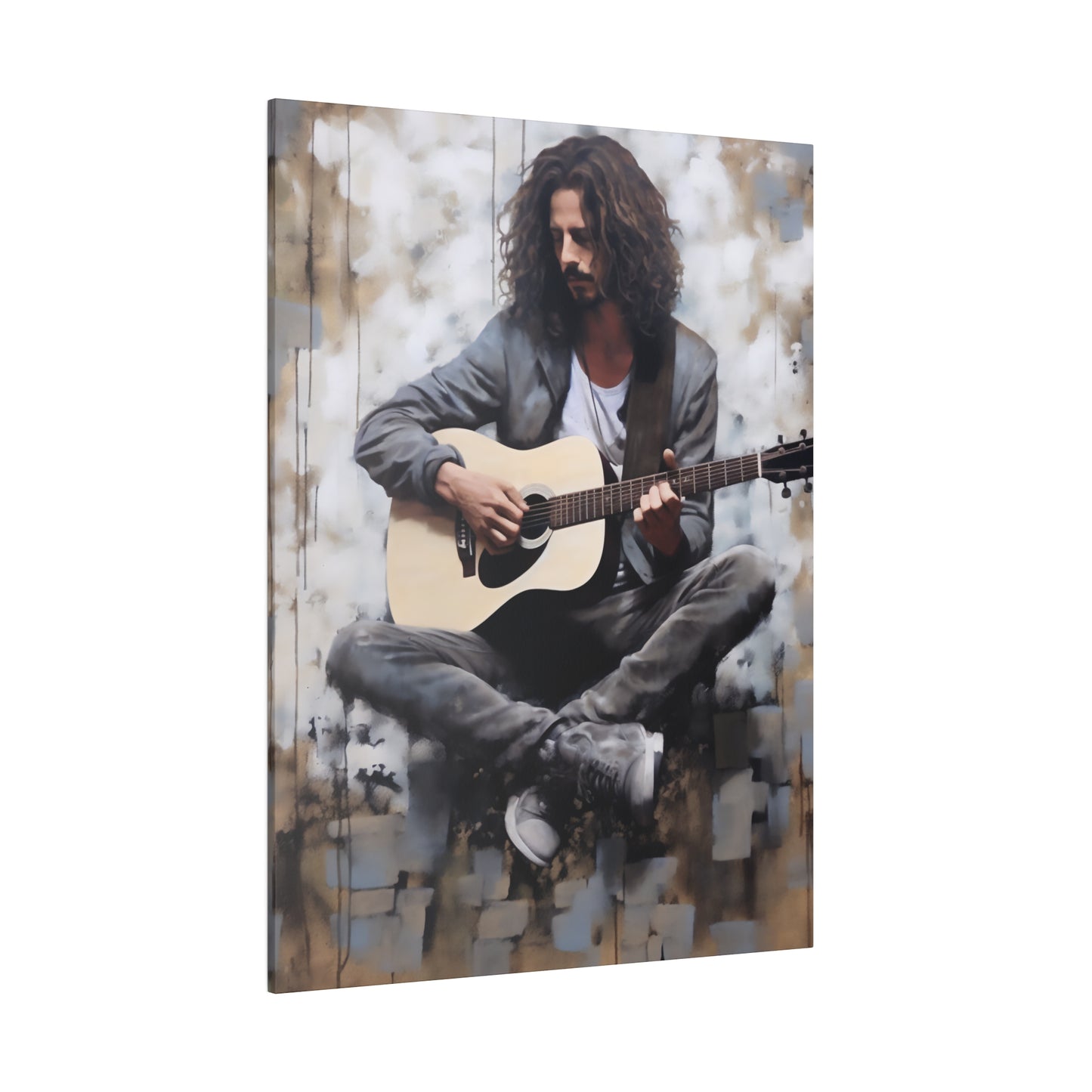 Chris Cornell Playing Guitar  | Stretched Canvas Print