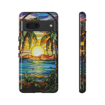 Tropical Stained Glass Sunset Beach