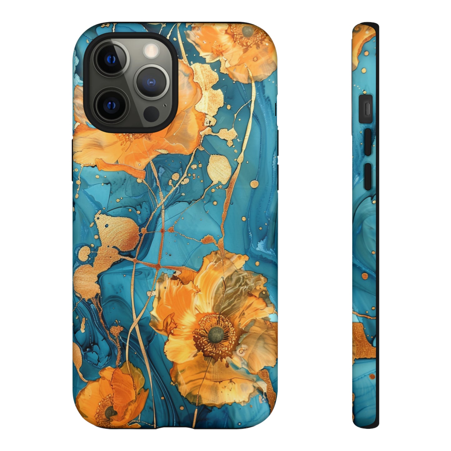 Gold Poppies Color Splash Floral Design Phone Case