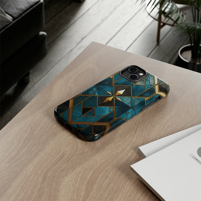 Gold and Blue Marble Mosaic Phone Case