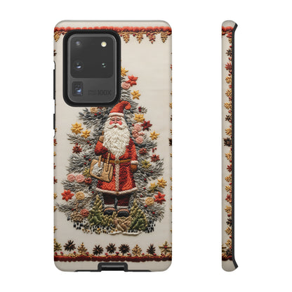 Vintage Embroidery Christmas Santa Phone Case