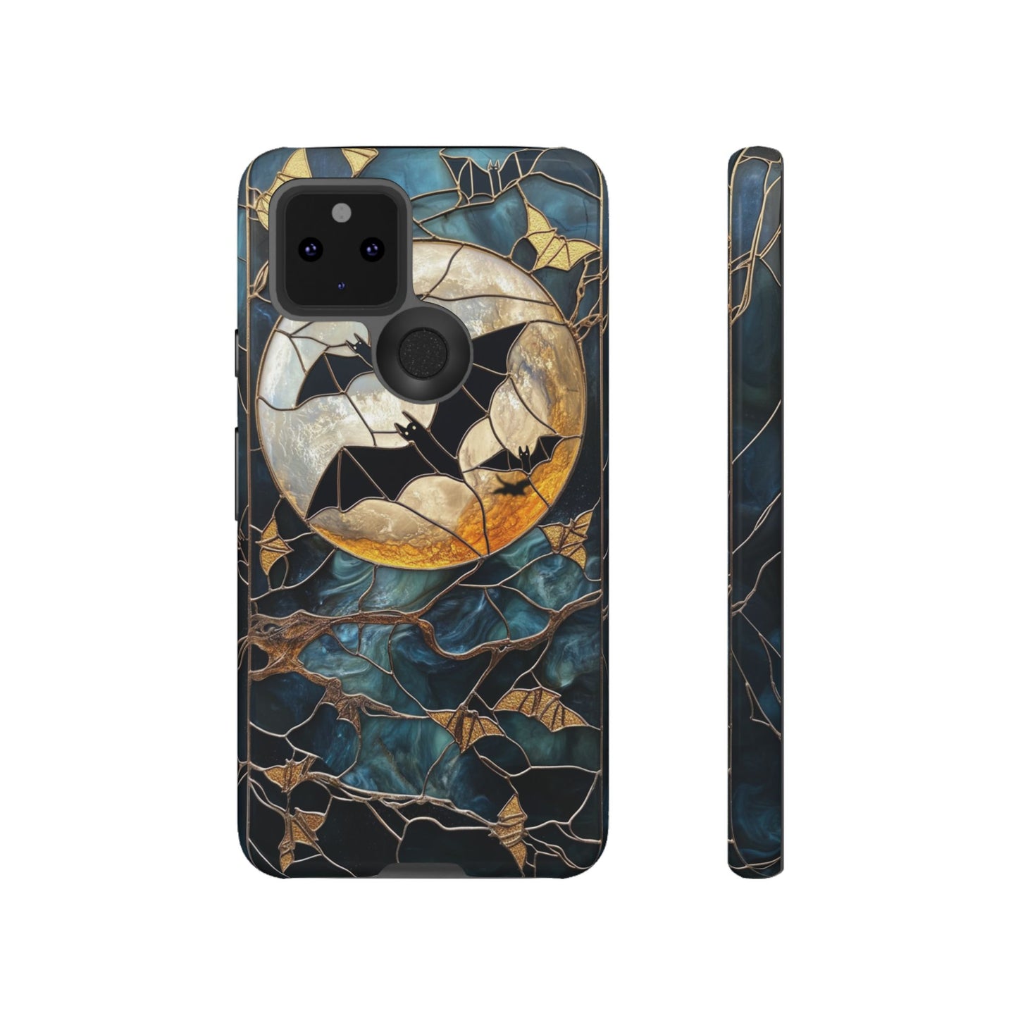 Halloween Phone Case Bats Stained Glass Style Spooky Moon Phone Cover