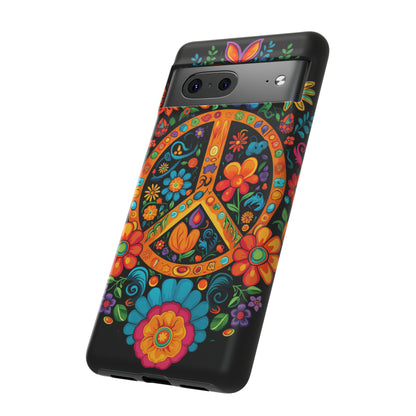 Peace Sign Embroidery Floral Hippie Style Phone Case