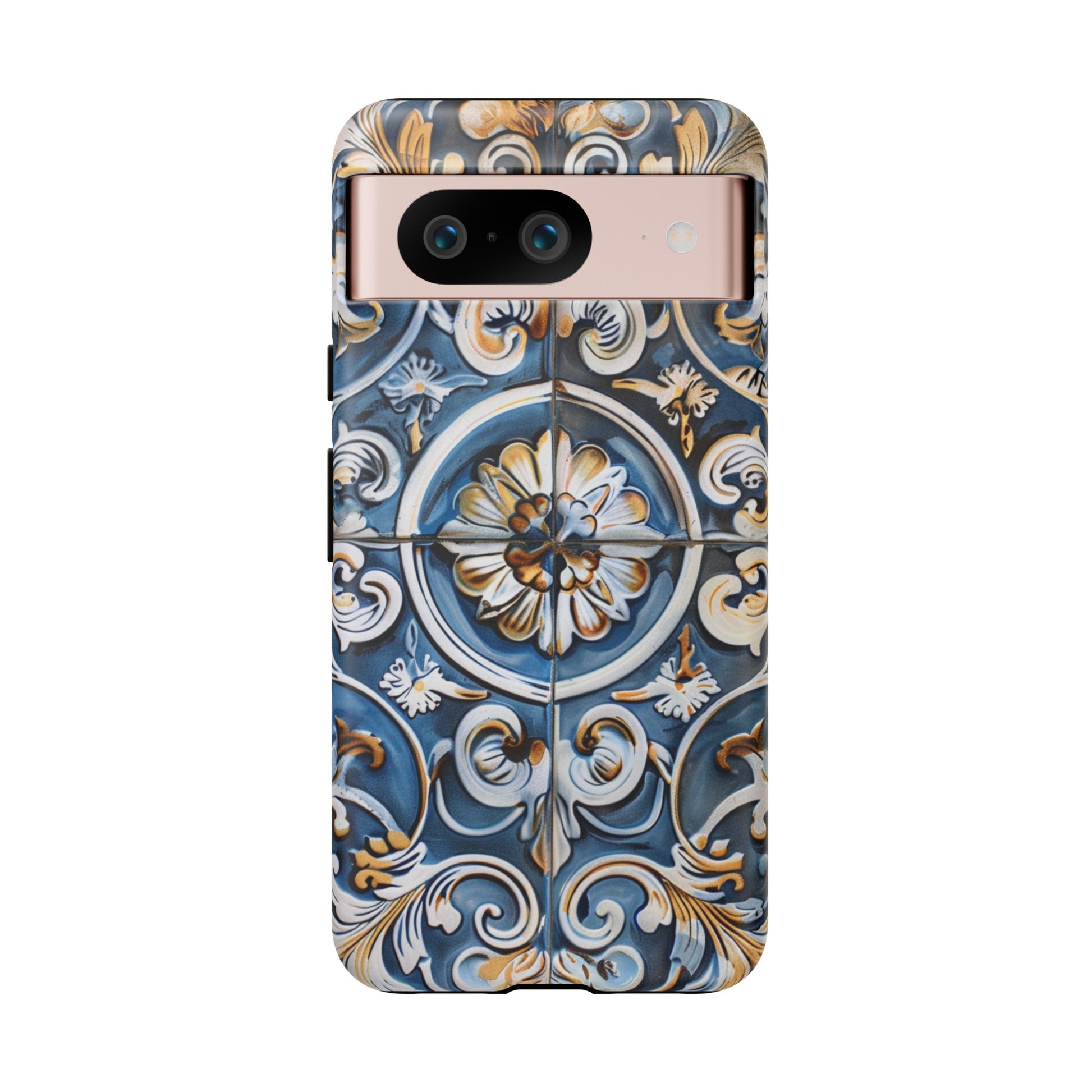 Azulejo Porcelain Blue & Creamy White Tile Mediterranean Design Phone Case