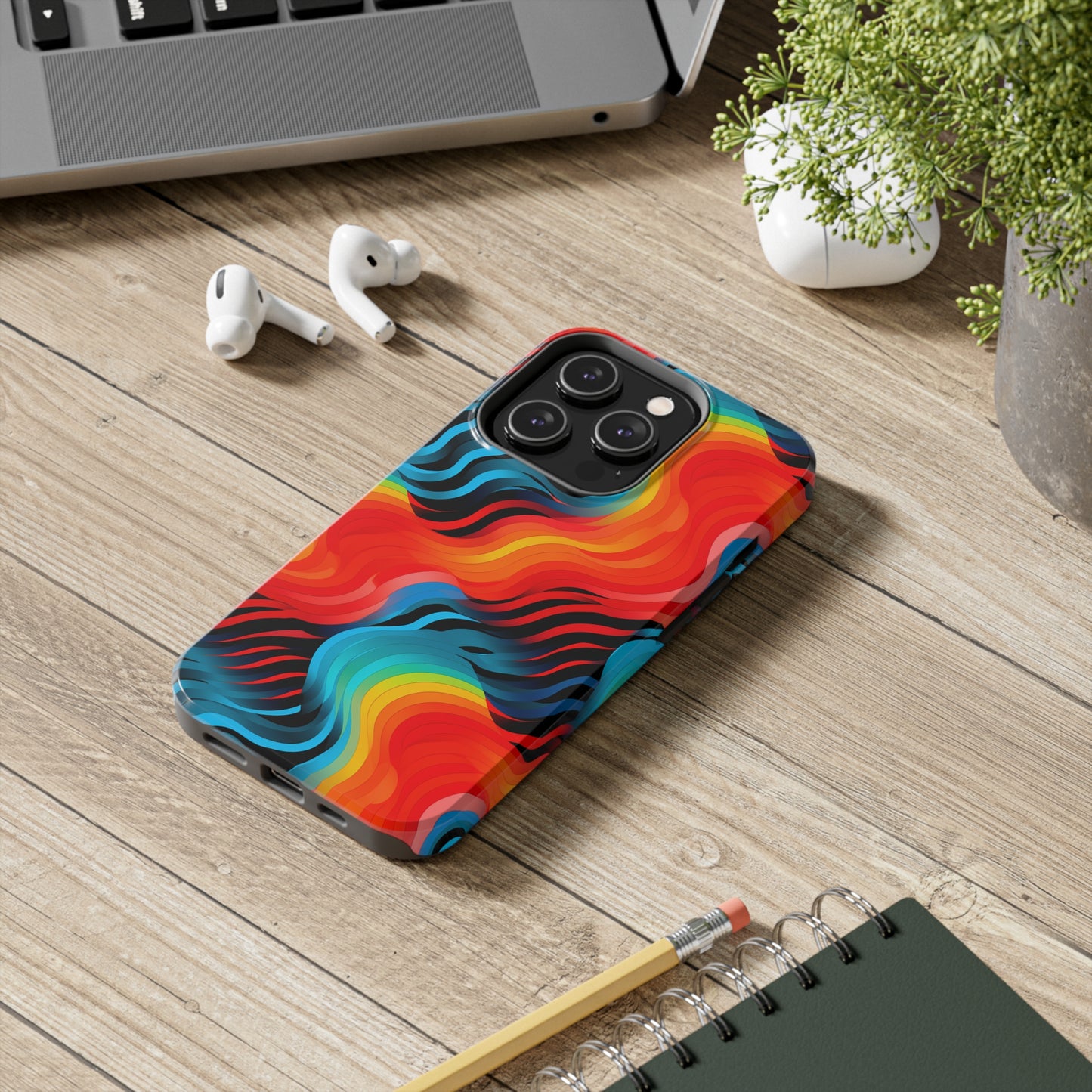 Color Splash Wave Pattern Tough iPhone Case | Embrace Vibrant Style and Reliable Protection